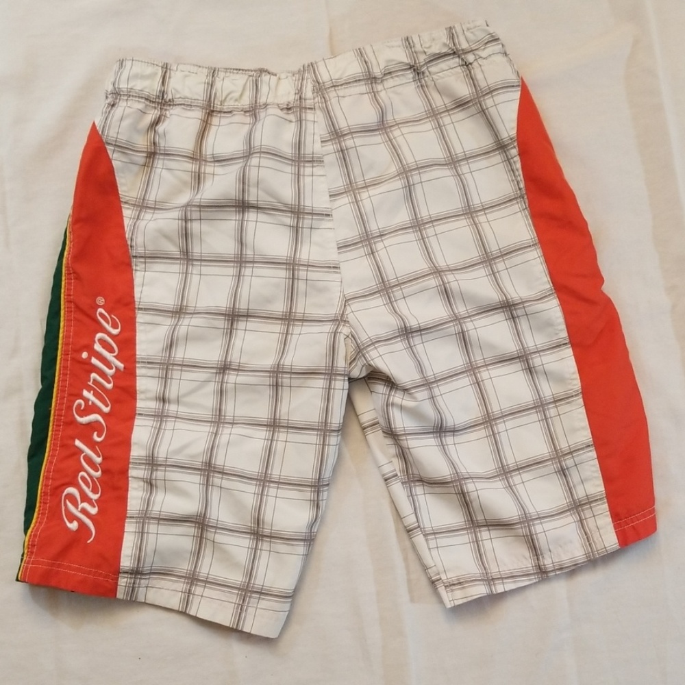 Red Stripe Beer Swim Trunks